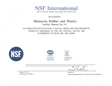 NSF/ANSI 61认证-Mason City, Iowa
