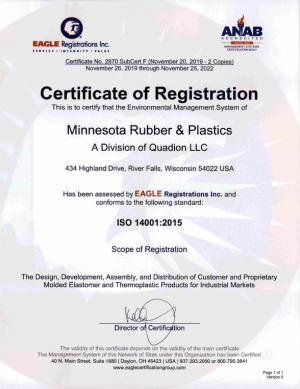 ISO 14001:2015认证- River Falls, Wisconsin